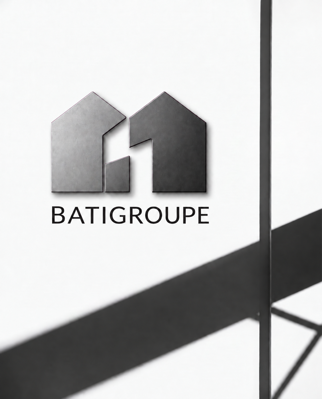 Logo BATIGROUPE sur un mur clair